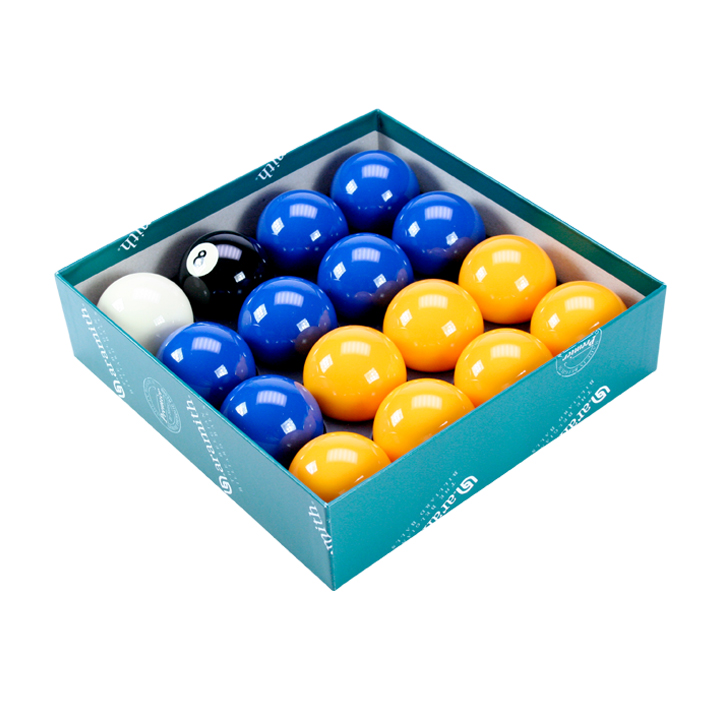 Blue & Yellow Aramith 2” Ball Set With 1 7/8” Cue Ball